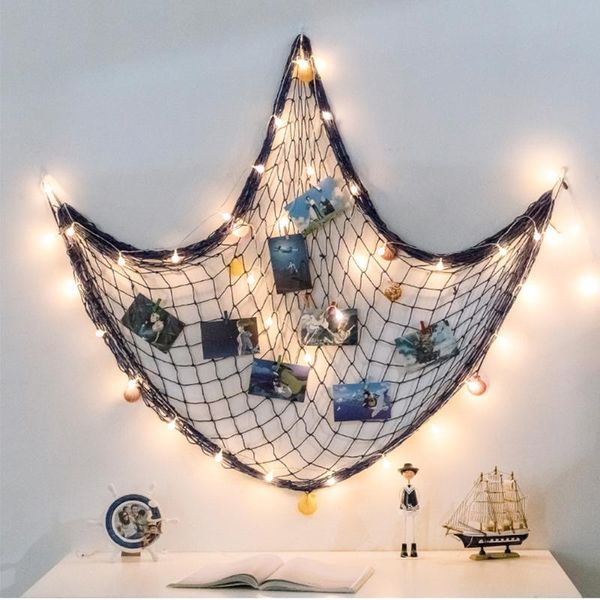 

frames fishing net bedroom organizer collage artwork hanging decoration pictures po cards seashell home ornament diy display