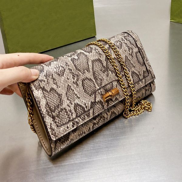 Designer Women Diana Bamboo Chiusura Borsa a tracolla ITALIA Brand Python Snakeskin Crossbody Portafoglio Serpentine Borsa in pelle Handbag Luxurys Designer Borse con cinturino a catena