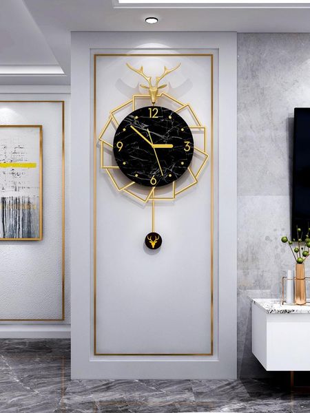 

gold large nordic wall clock modern design pendulum luxury wall clock black digital reloj horloge murale clocks be50gz