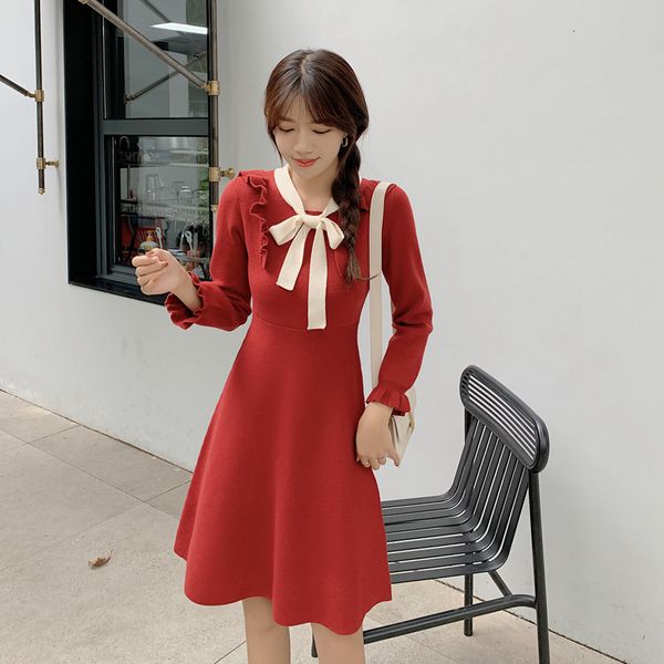 

color mode matching mesh 2021 autumn and new korean pure waistline dress casual 6yf2, Black;pink