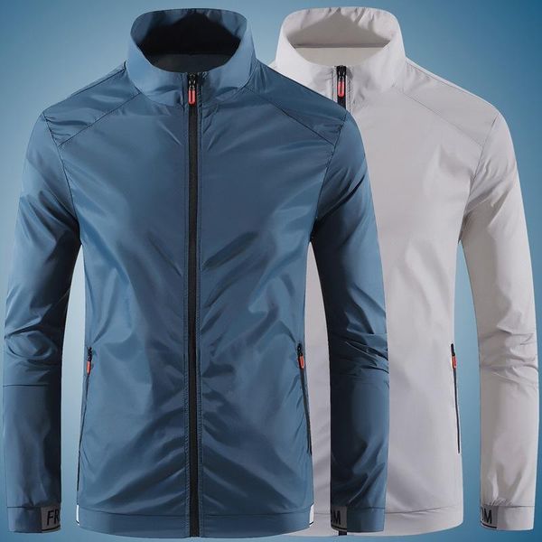 

running jackets pure color men's jacket thin sun protection clothing fashion trend outdoor travel breathable loose casual, Black;red