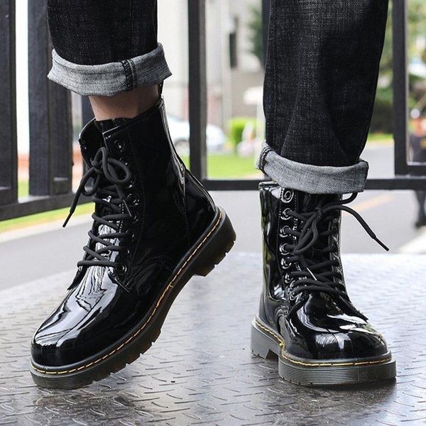 

boots couple work women's leather mink 2021 winter ankle comfortable casual shoes for men and women, Black