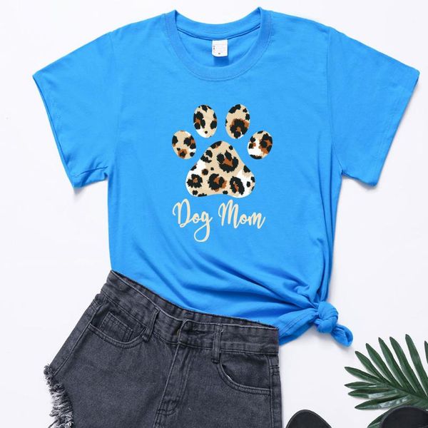 

women's t-shirt lady leopard print short sleeve t-shirts women summer shirts for cotton dog mom tees aesthetic o neck female, White