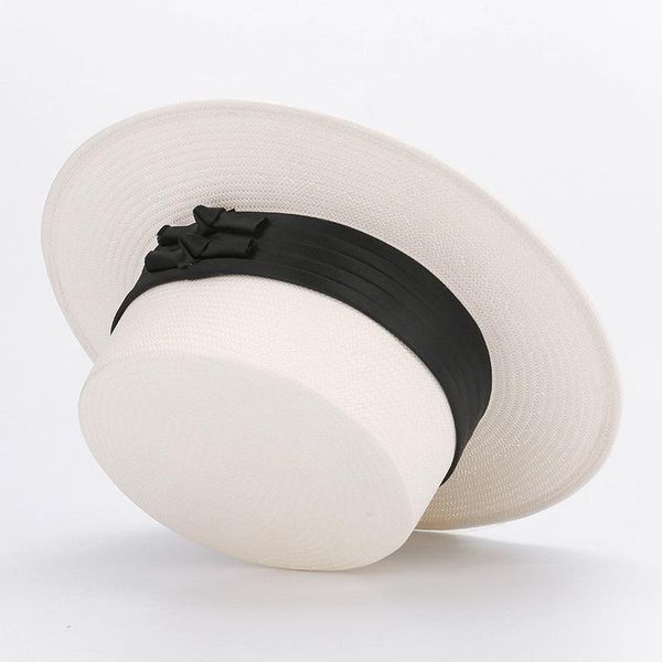 

wide brim hats women's hat sun visor summer outdoor sunscreen breathable retro flat japanese paper grass travel straw wholesale, Blue;gray