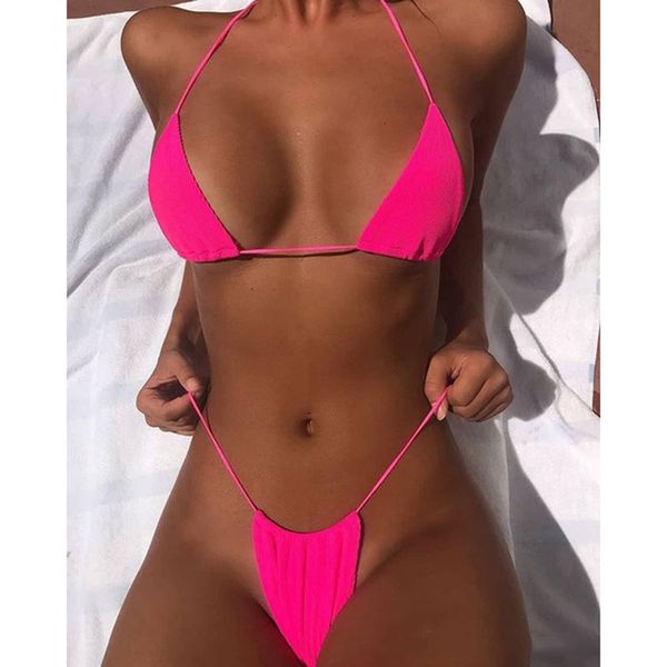 

new 2021 ribbed tiny thong bikini femle swimsuit women swimwer two pieces bikini set micro string br bthing suit swim, White;black