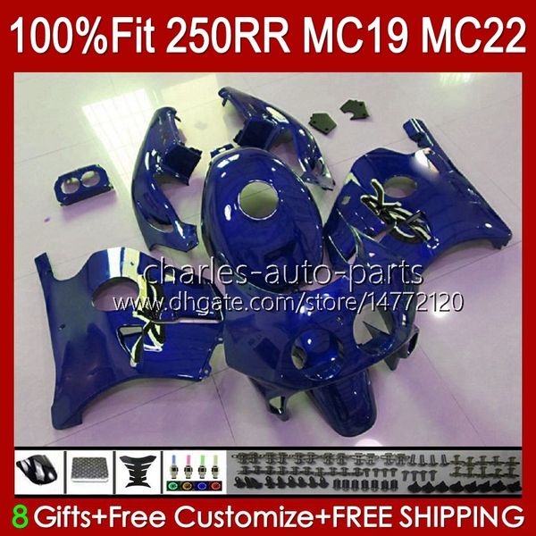 Iniezione carrozzeria per HONDA CBR 250RR 250 RR CC 250R MC19 88-89 Corpo 112HC.206 blu lucido CBR250RR 88 89 CBR250 RR CC 1988-1989 CBR 250CC 1988 1989 Kit carenatura OEM