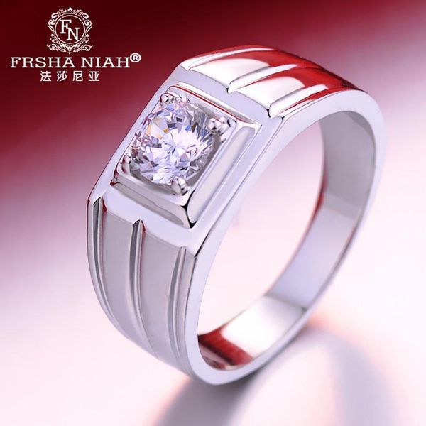

cluster rings faisania sterling silver platinum-plated ring men's shining diamond korean style fashion christmas gift, Golden;silver