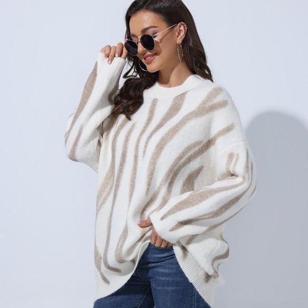 

women's sweaters 2021 spring and autumn fashion loose knitted for women, White;black
