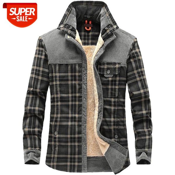 

winter wool fleece military shirt men thick warm male plaid corduroy casual shirts camisa masculina chemise homme dropshipping #la4x, White;black