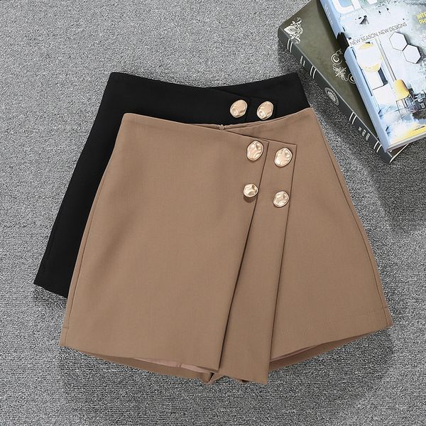 

2021 Autumn A-line Female New Exterior Wear Casual Solid Waist High Skinny Shorts F2qt, White;black