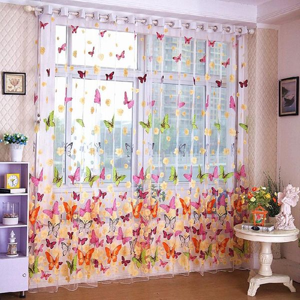 

curtain & drapes lanlan butterfly window tulle voile sheer panel for kitchen living room stoffen eaves 3d-30