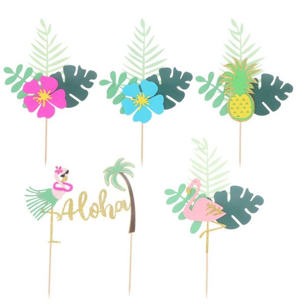 

other festive & party supplies 5pcs hawaiian theme cake ers summer picks coconut tree floral design fruit paper decoration the