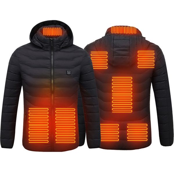 

8 areas heated jackets usb men's women's winter outdoor electric heating jackets warm sprots thermal coat clothing heatable vest, Black