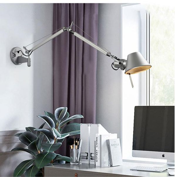

wall lamp wlgnm industrial modern foldable lights long swing arm adjustable aluminum lamps for bedroom dinning room decor