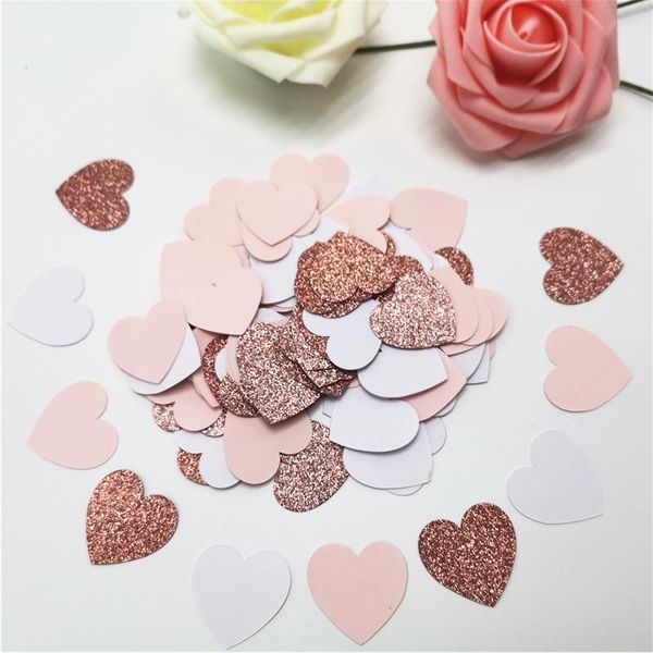 

party decoration 100pcs glittler rose gold 3cm heart paper confetti wedding card confettis birthday supplies baby shower decor