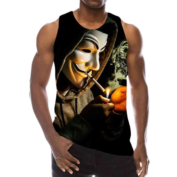 

clown joker tank for men 3d print face sleeveless pattern graphic funny vest, White;black