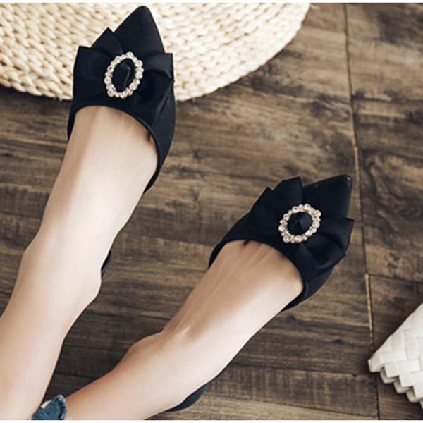 

dress shoes women's with bow tie 2021 summer casual korean pointed toe sandals women shallow jelly comfortable female footwear, Black