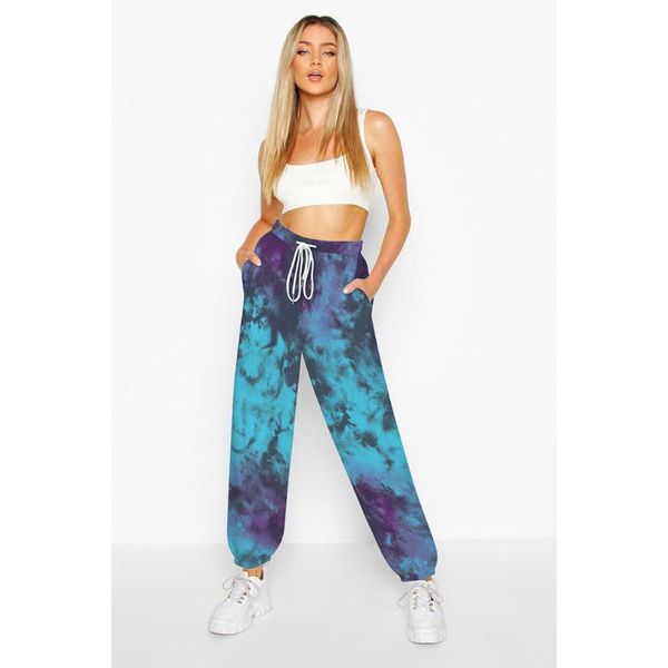 

2021 joggers women wide leg tie-dye sweatpants women plus size elastic high waist pants streetwear casual trousers, Black;white