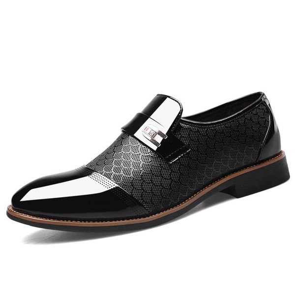 

dress shoes classic men slip-on leather luxury patchwork plus-size male business footwear formal, Black