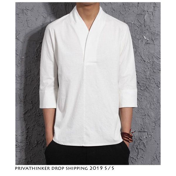 

men's casual shirts drop men solid harajuku summer 2021 streetwear linen shirt mens fashions male chinese style vintage white, White;black