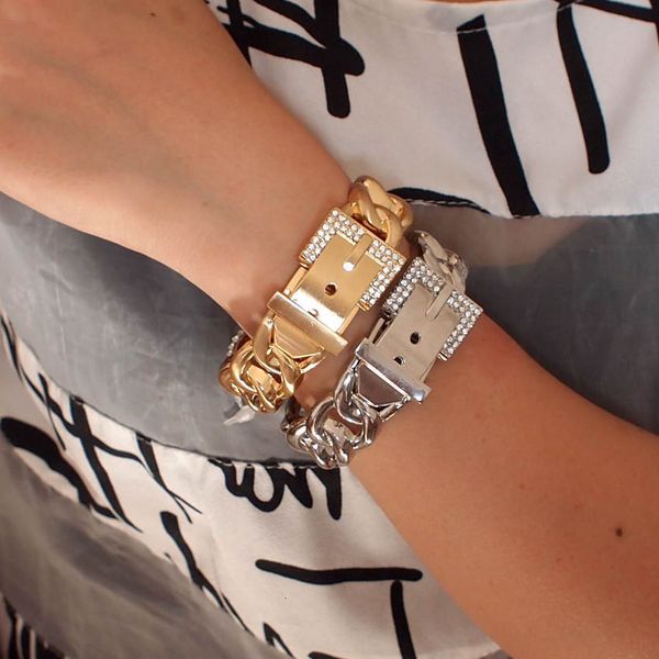 

ukmoc classic rhinestones metal bracelets for women statement alloy cuff bangle jewelry party fashion accessories, Black