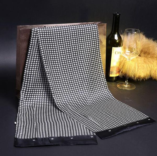 

scarves 20 pcs 20% cotton 80% silk scarf men 158*25 cms retail wholesale crepe satin bands, Blue;gray