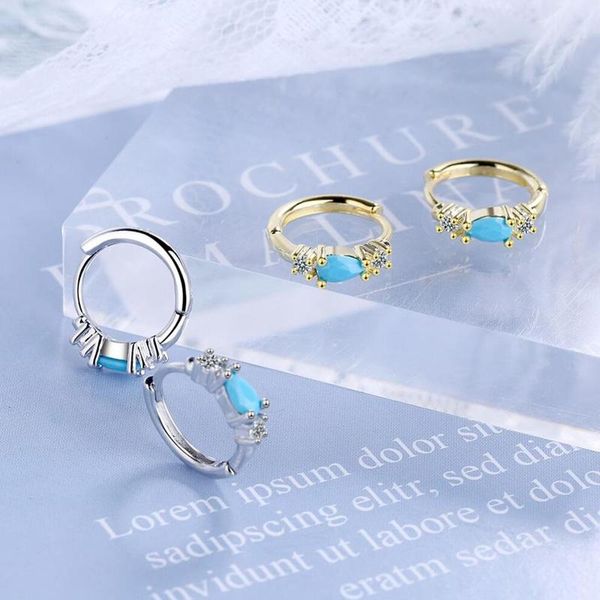 

hoop & huggie kofsac fashion 925 sterling silver earrings for women jewelry exquisite zircon simple mini earring lady party accessories, Golden;silver