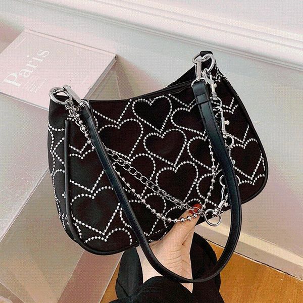

evening bags ladies designer handbags chain nylon shoulder women heart pattern crossbody bag for girl 2021 travel hobos sac