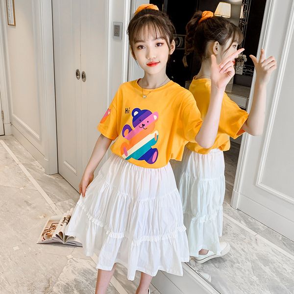 

New Girls Babys Kids T-shirt Outwear 2022 Lovely Spring Summer Overcoat Top Sport Princess Toddler Childrens Clothing, Yellow