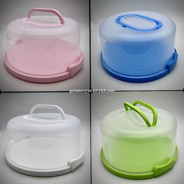 

hooks & rails round cake carrier with handle portable handy cupcake holder tray pie saver fresh keeping food cover box for cakes dropship