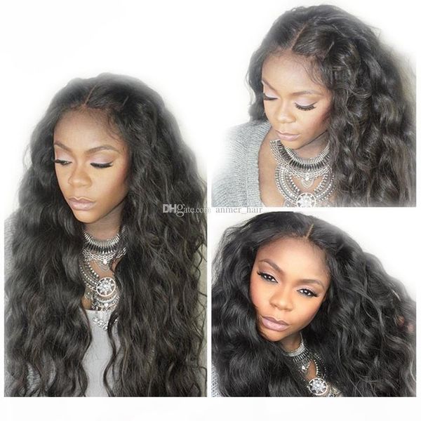 

130% 150%180% density lace front wigs loose water wave brazilian full lace human hair wigs pre plucked natural hairline bleach knots, Black;brown
