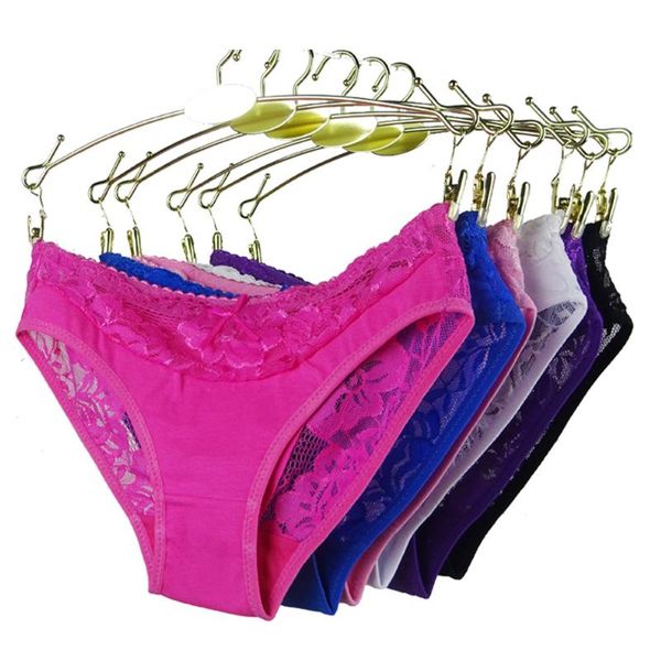 

women's panties moonflame 5 pcs / lots women lace cotton briefs  l xl 887, Black;pink
