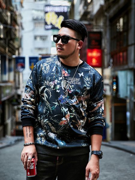

autumn fashion brand large size sweater weight-catcher mens plus size fat people loose overweight man pullover leisure mens clothing, Black