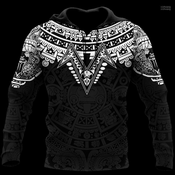 

men's hoodies & sweatshirts aztec mexico tattoo 3d jacket men/women harajuku hoodie casual streetwear sweatshirt pullover sudadera ho, Black
