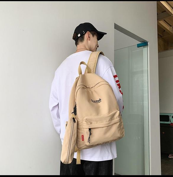 

backpack pb3853 japanese solid color high-value men's simple casual original niche campus female