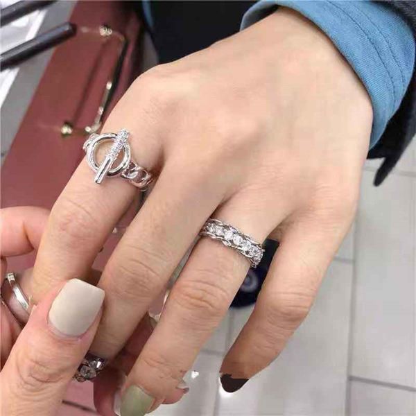 

hbp fashion south korea east gate inlaid with diamond ot chain ring, Silver