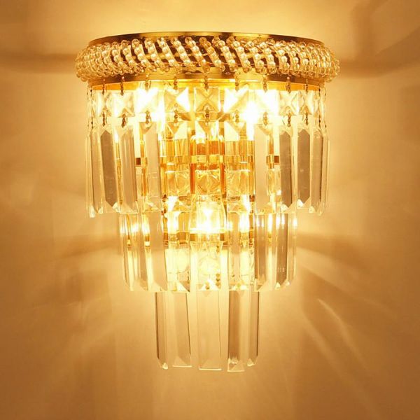 

creative living room european style crystal staircase aisle bedroom bedside crystal modern minimalist wall lamp mj1113