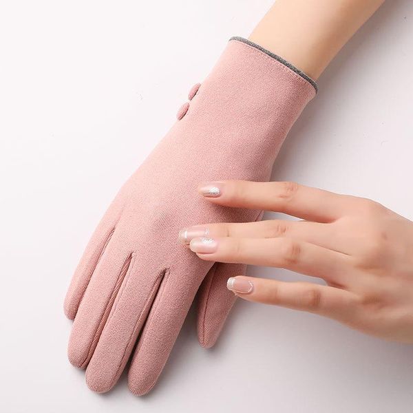 

cycling gloves warm women outdoor winter full finger fashion touch screen elegant lady windproof glove, Black