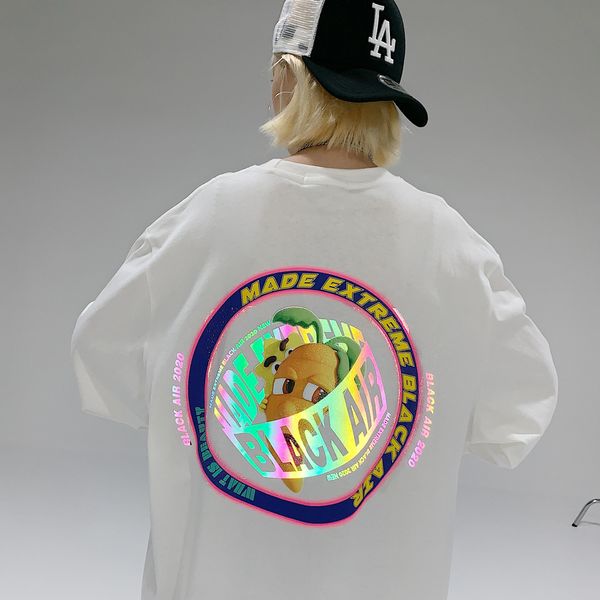 

2021 new long sleeve harajuku multicolor tshirt japanese cartoon kawaii shirts oversized streetwear women fashion clothing uabt, White