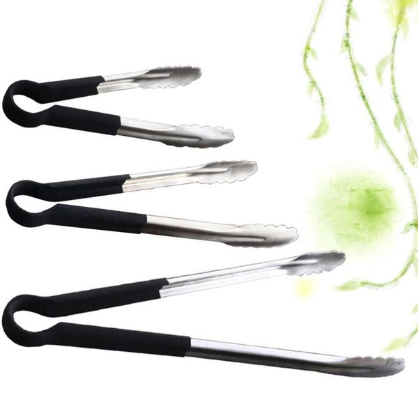 

dishes & plates 3pcs stainless steel serving tong kitchen baking bread cake clip for bbq buffet party - size s/m/l