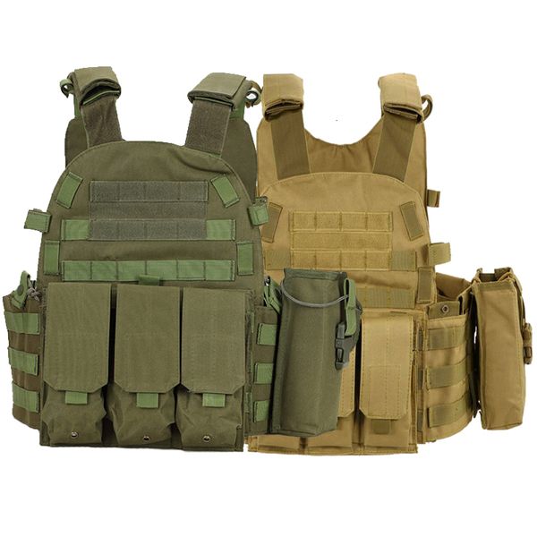 

tactical 6094 molle vest outdoor hunting clothes body armor army combat paintball plate carrier vest hunting accessories, Camo;black