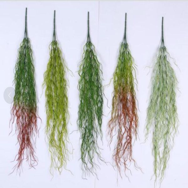 

decorative flowers & wreaths long grass simulation plant wall green hanging orchid water straw air dragon beard white