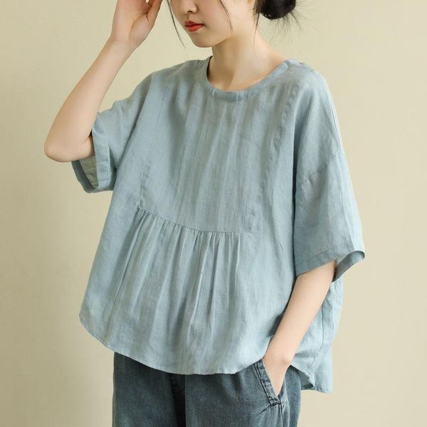 

women's blouses & shirts cotton and linen ladies blouse summer retro shirt loose blusas de mujer women, White