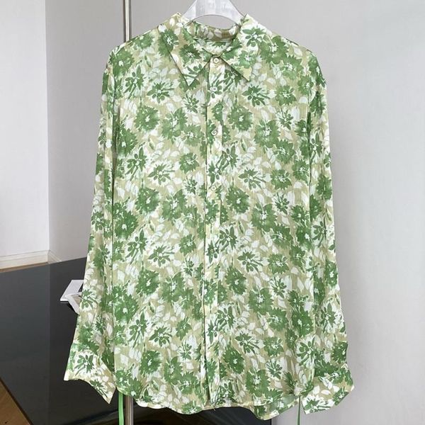 

women's blouses & shirts korean version of loose 2021 spring and summer design sense office lady casual single breasted floral style s, White