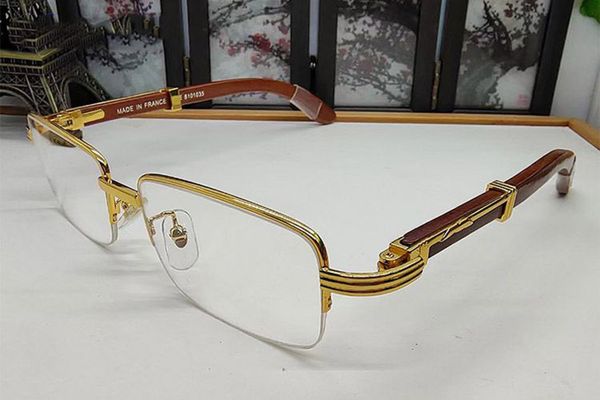 

fashion half frames buffalo horn man retro wood sunglasses mens and womens black brown transparent lens frameless sports eyewear, White;black