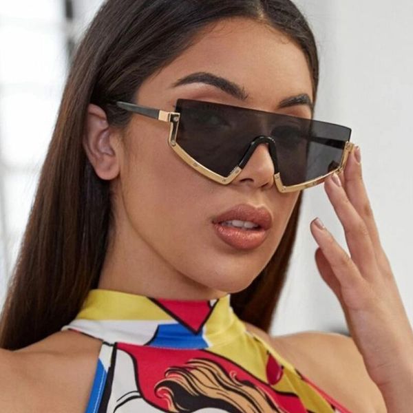 

sunglasses fashion vintage luxury gradient oversized men women metal frame driving woman 2021 big glasses uv400, White;black