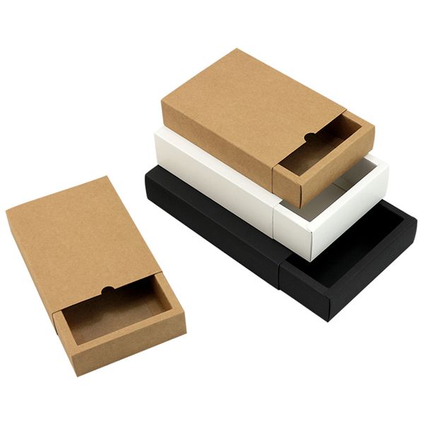 2021 Kraftpapierbox, schwarz-weiße Papierschubladenbox für Tee, Geschenk, Unterwäsche, Kekse, Verpackungskarton, kann individuell angepasst werden, 28 x 14 x 5 cm