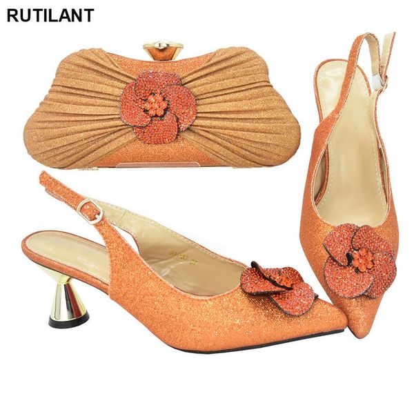 

dress shoes gold color ladies with matching bags set fashion italian women wedding pumps withs purse high heels sandals, Black