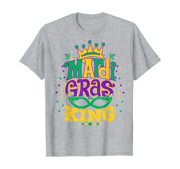 

mardi gras king t-shirt with crown louisiana carnival gift, White;black