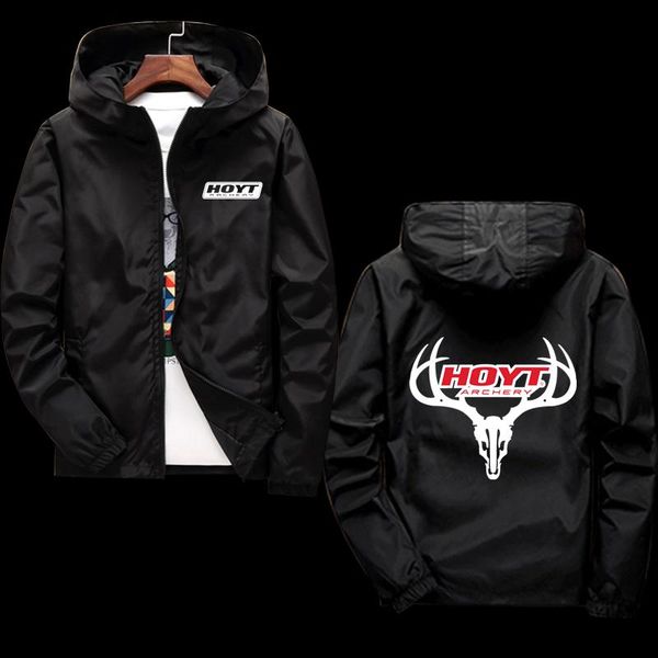 

men's hoodies & sweatshirts 2021 spring and autumn men hoyt logo solid color print designerwaterproof custom made zipper slim casual ja, Black